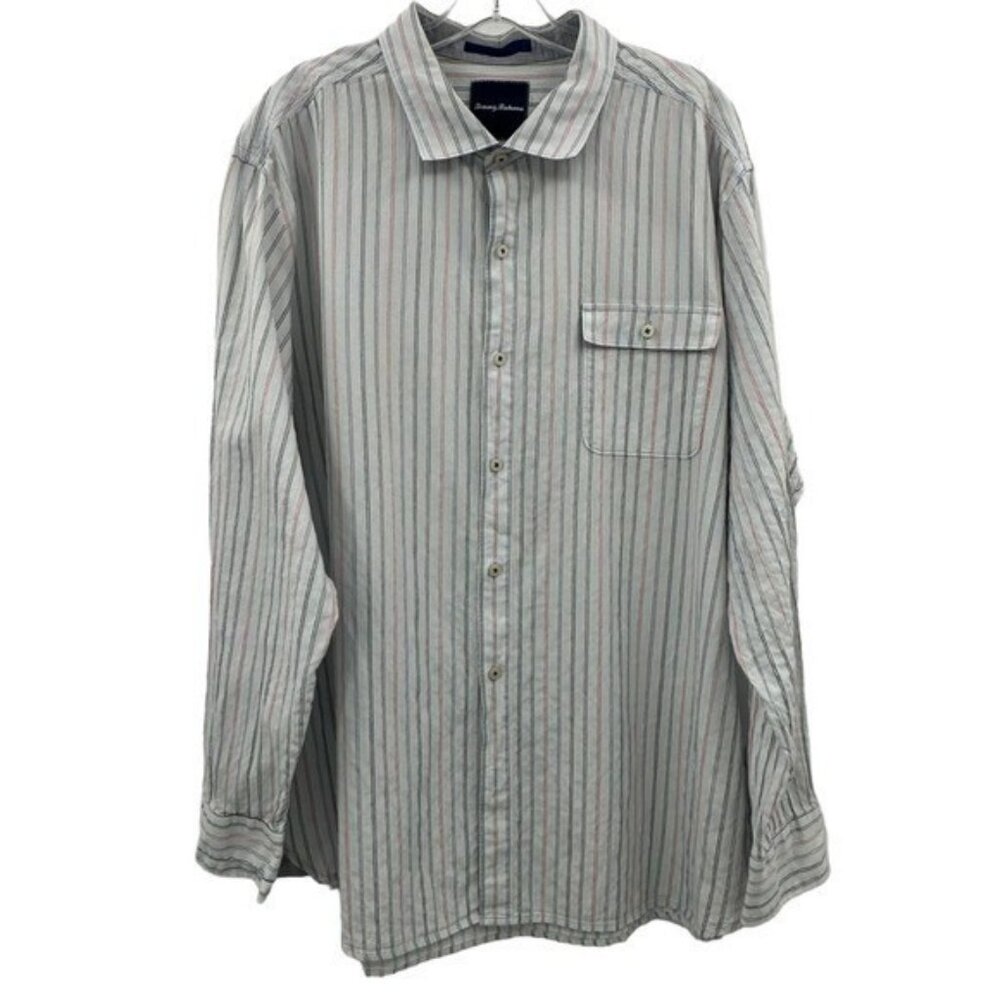 Tommy Bahama Men's XXL Button Up Striped Long Sleeve Shirt Collared Casual Beach